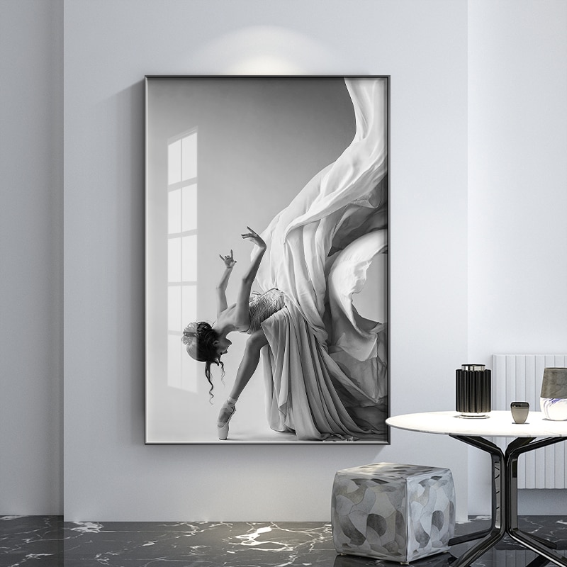 Moderne Ballet Dancing Girl Canvas Schilderij Poster En Print Figuur Art Wall Zwart N Wit Foto 'S Voor Woonkamer Slaapkamer gangpad