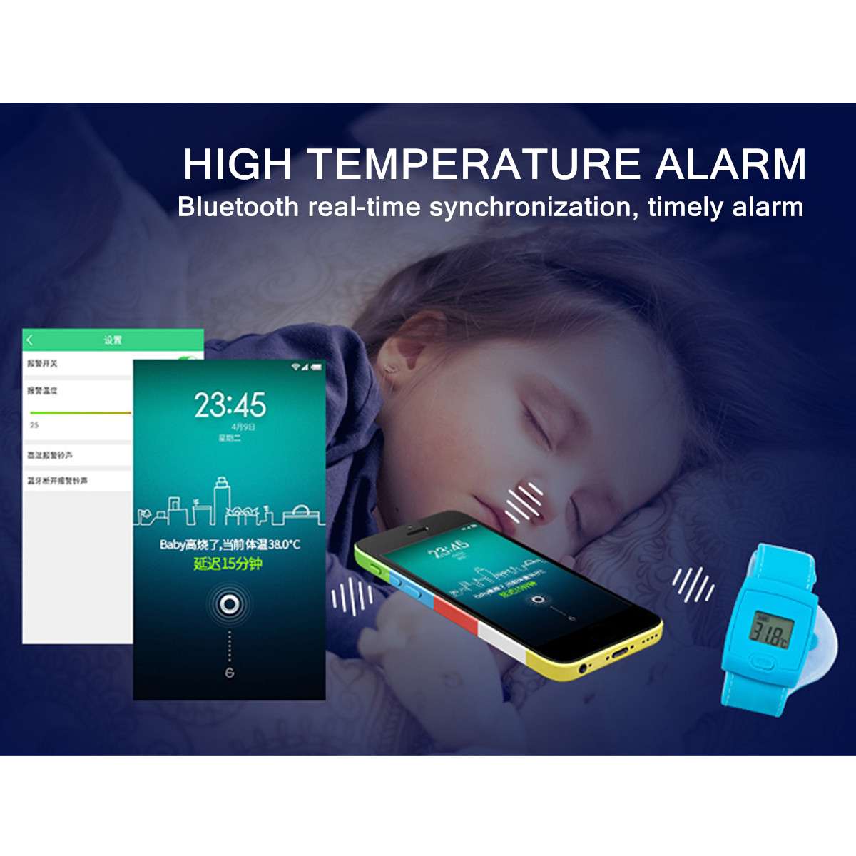 bluetooth Children Kids Thermometer Digital Fever Thermometer Intelligent Thermometer Baby Health Digital Thermometer LCD