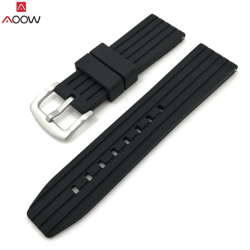 Aoow generieke horlogeband siliconen rubberen horlogeband banden 20mm 22mm 24mm waterdichte horlogeband riem accessoires: Zwart / 22mm
