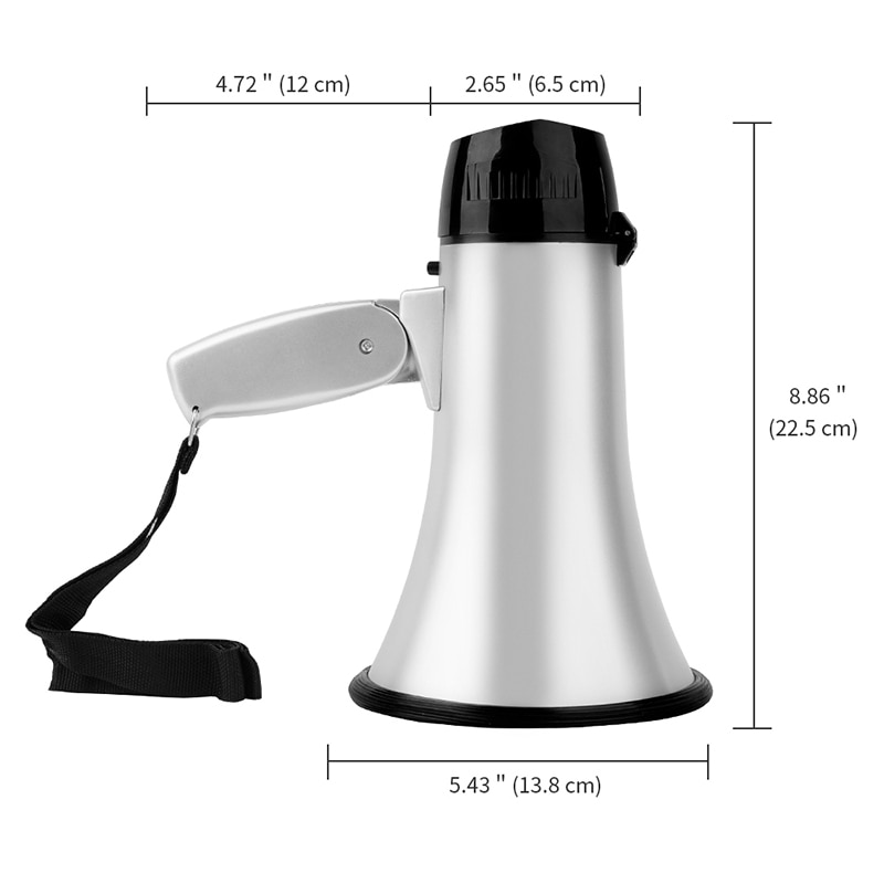 Portable Megaphone Speaker Bullhorn with 20 Watt Power and Foldable Handle for Cheerleading Guide and Police