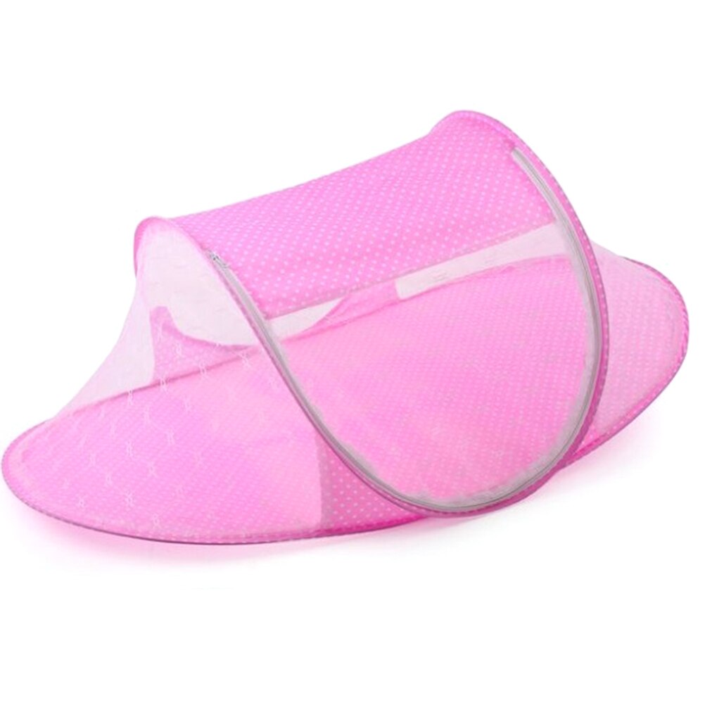 Mosquiteras plegables portátiles para bebé, cama plegable para bebé, cuna de poliéster para recién nacido, cama de viaje: Rosa