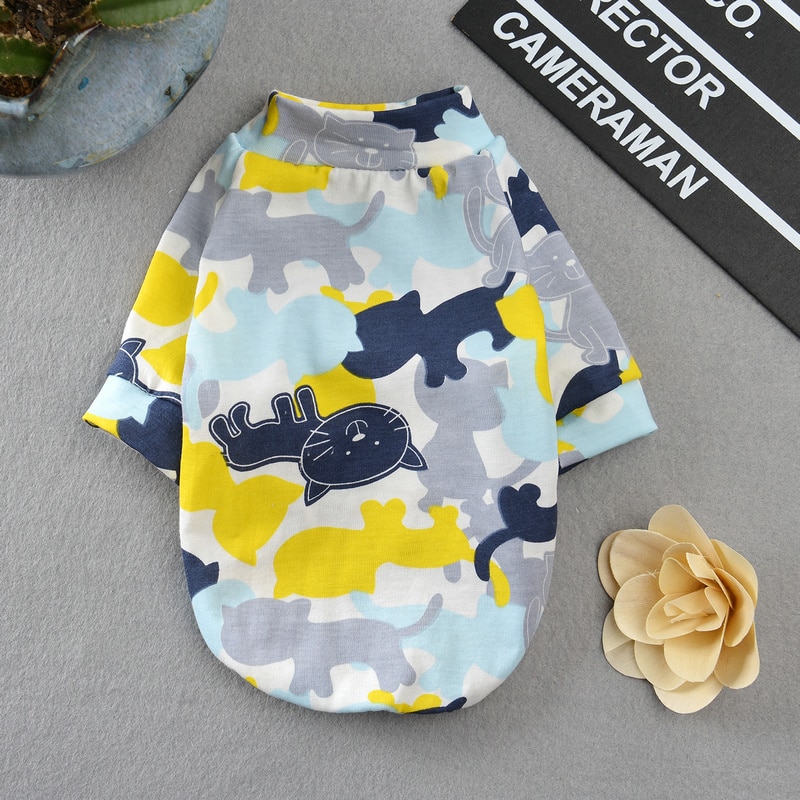 Summer Cotton Pet Cat Vest Tshirt Camouflage Cat Clothes for Small Dogs Puppy Kedi Clothing Mascotas Costume ropa para perros