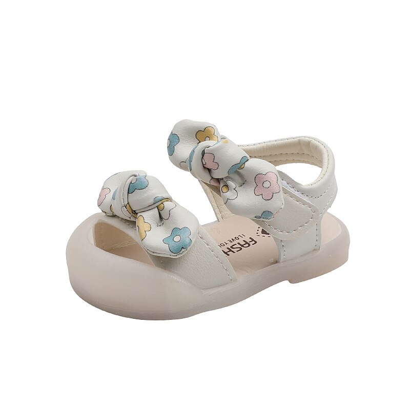 CAPSELLA KIDS Girls sandali da spiaggia floreali con nodo a farfalla Baby Child scarpe estive con stampa carina sandali con suola morbida per bambini taglia 15-19