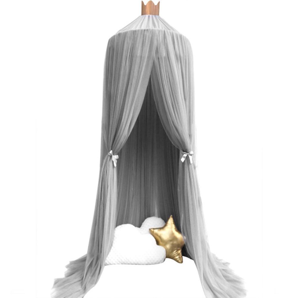 DishyKooker-moustiquaire pour enfants | Ronde, Top de tente en maille à 7 couches, couvre-lit, décoration de dôme, princesse Dream: Gray