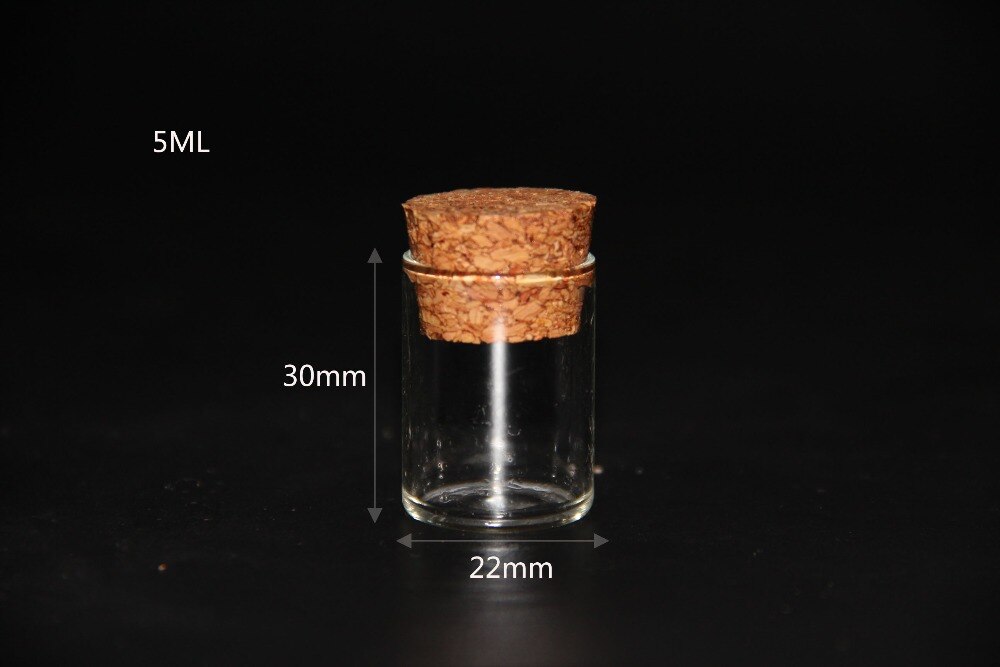 Tubo de ensayo ml para decoración de jarras y botellas de vidrio, 1 unidad, 4/5/6/18/22/24/30/65/75, frascos, adornos, tapón de corcho, tarro de Mason: 22x30mm 5ml