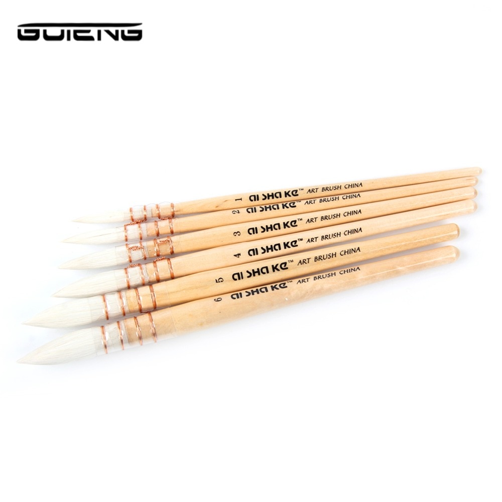 Wooden Writing Brush For Watercolor Ink Painting Chinese Calligraphy Practice Weasek Wolf Hair Brush Regular Script Supply