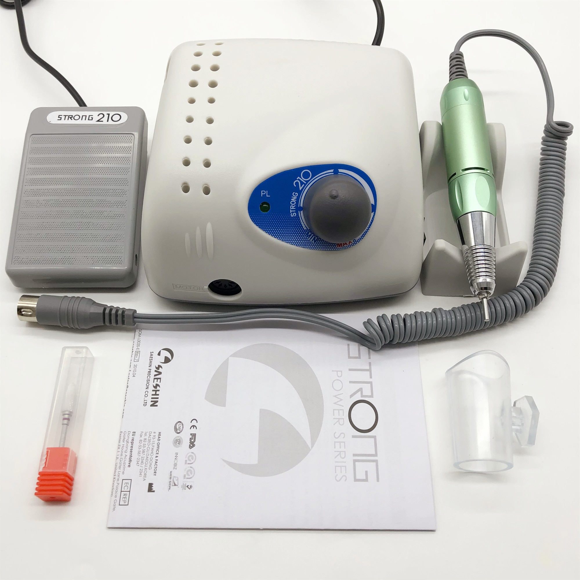 Leistungsstarke 210 control box 65W + grün elektrische nagel bohrer maniküre bohrer professionelle nagellack ausrüstung