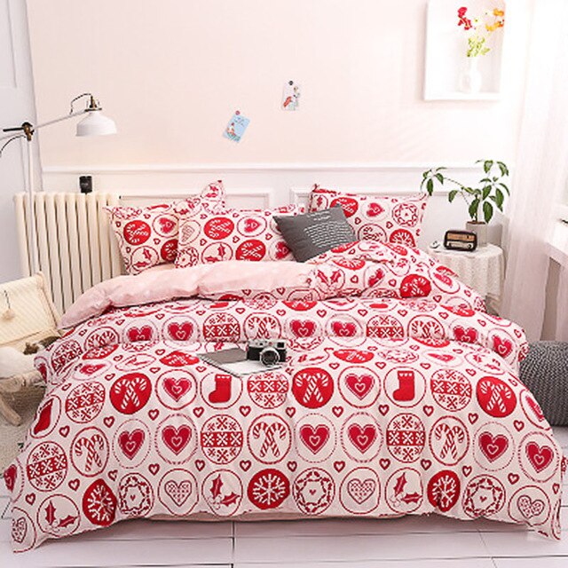 Jul snöflingor hem sängkläder set 3/ 4 st påslakan set ab sido sänglinne platt lakan sängkläder vuxen geometrisk: D / 200 x 240cm 4 st