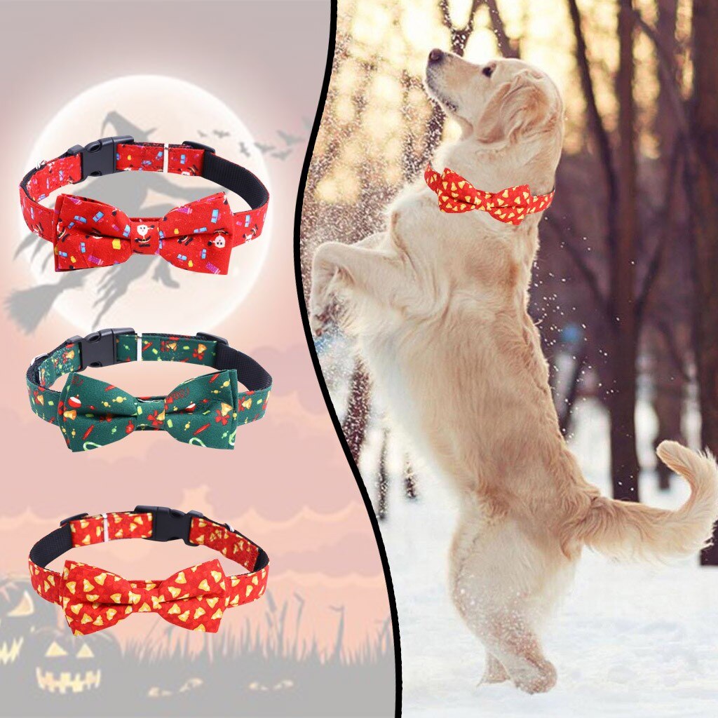 Kerstmis huisdier ademend huisdier hondenhalsband mascottes hondenaccessoires collier hond aankleed strik verstelbare schattige halsband