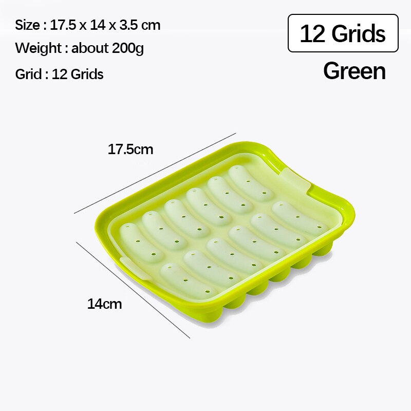 Molde de silicona para hacer salchichas sin BPA, utensilio de cocina hecho a mano para perros calientes, jamón, accesorios de cocina: 12 holes green