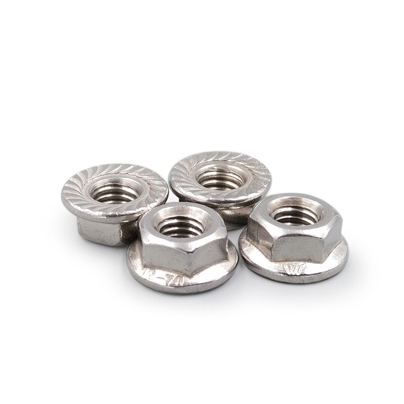 Rustfrit stål fin gevind flangemøtrik  m8*1.0 m10*1.0 m10*1.25 m12*1.25 m12*1.5 låsemøtrik sus 304 din 6923