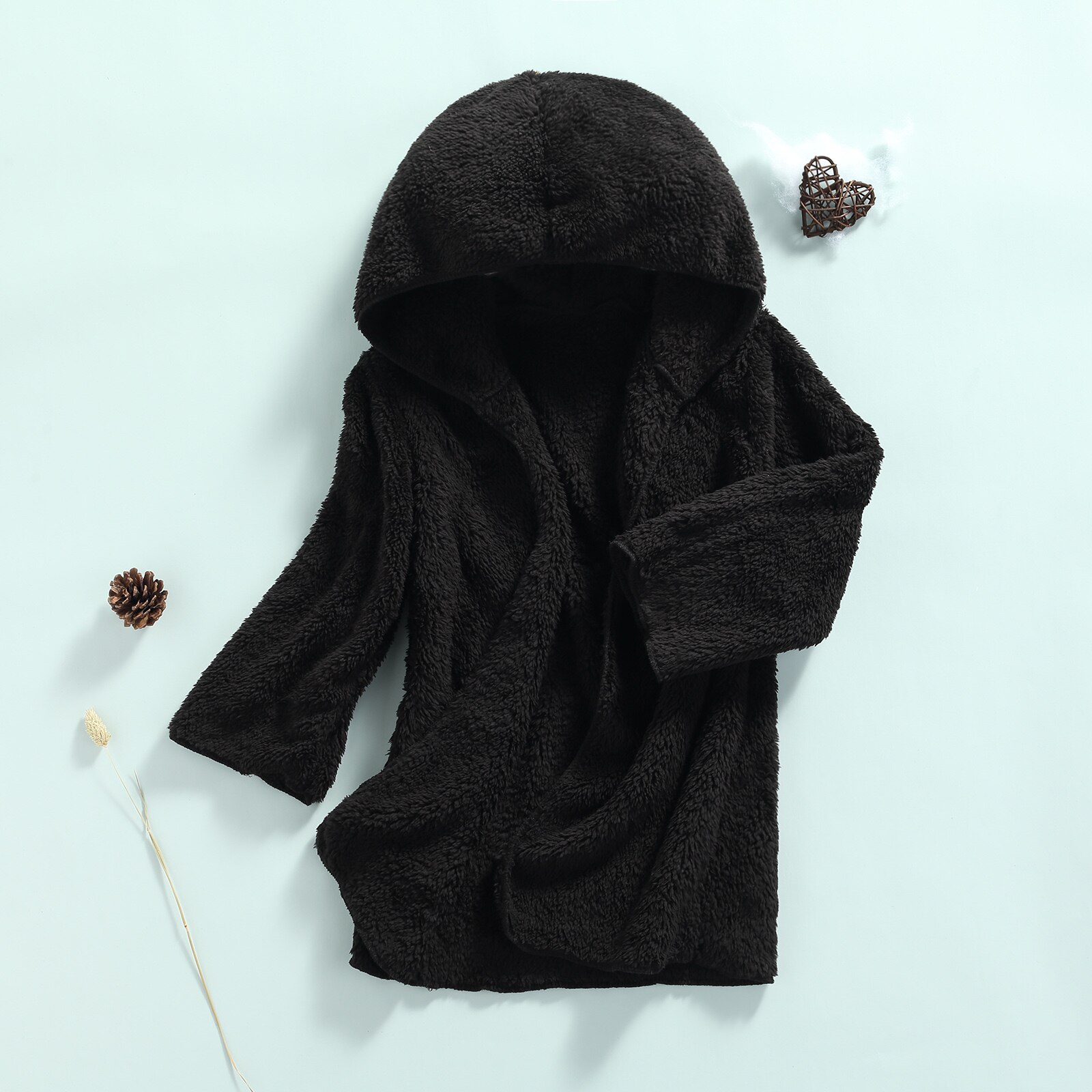 3-7Years Casual Kids Meisjes Jongens Bont Winter Jassen 2 Kleuren Open Voorzijde Effen Kleur Lange Mouw Hooded Bovenkleding: A / 6T