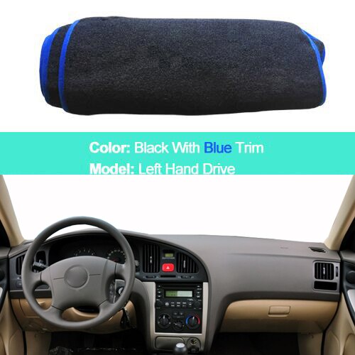 Til huydai elantra 2001-2006 bil instrumentbræt cover tæppe cape lhd rhd tæppe skygge pad tæppe dashmat sol skygge pude 2 lag: Lhd blå