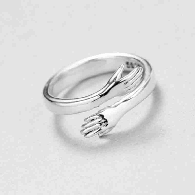 1Pcs Hand Knuffel Ringen Creatieve Liefde Knuffel Verstelbare Opening Ringen Voor Vrouwen Vrouwelijke Sieraden Valentijnsdag Hand Knuffel ringen