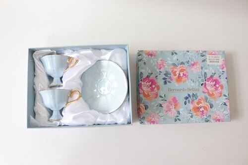 Chinese Tea Cup Set Porcelain Eco Friendly Simple Small Ceramic Coffee Cup Set Saucer Spoon Crockery Xicara Drinkware: Gift box 1