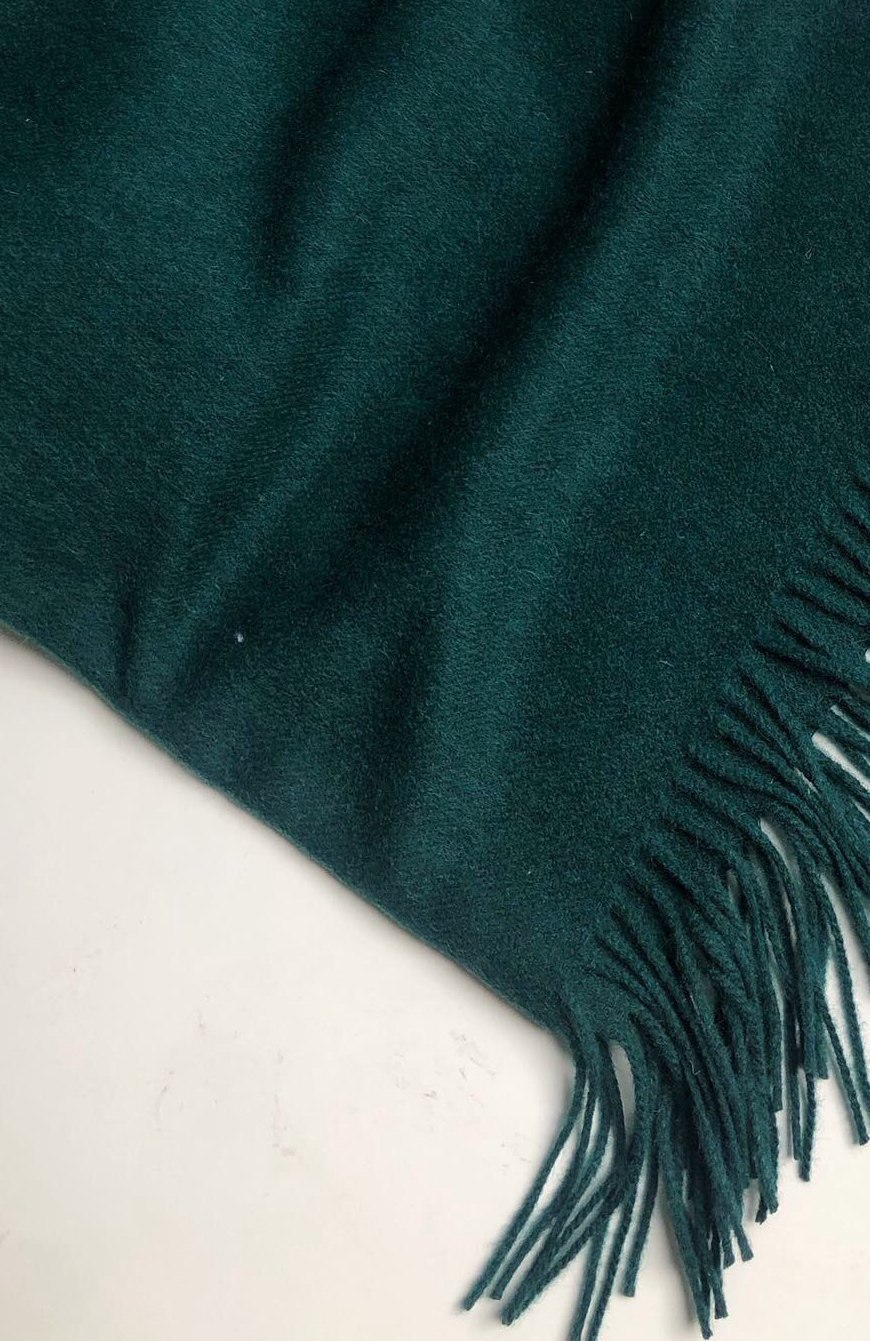 Kvinder tørklæder klassiske all-purpose høj uld frynsede solid sjal stort tørklæde multicolor: Skovgrøn