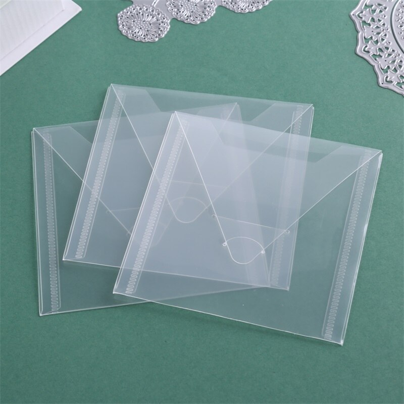 10pcs 12x12cm Transparent Plastic Storage Bags For Small Cutting Dies Stamps Organizer Holders Bags Cardstock Storage Envelopes