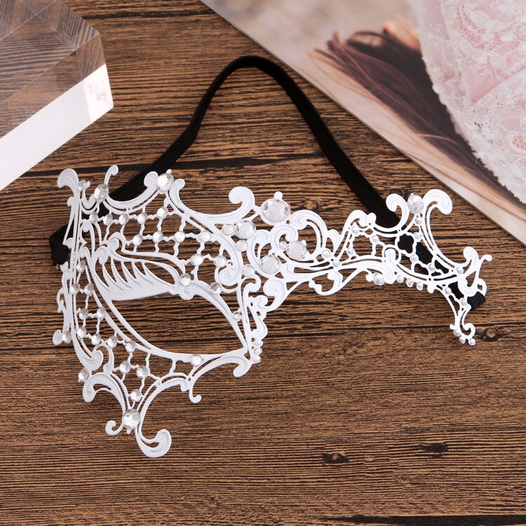 Halloween Venice Masquerade Masks Women Party Carnival Mask Venetian Iron Hollow Sexy Mask Woman Costume Masker Maske Masque: white