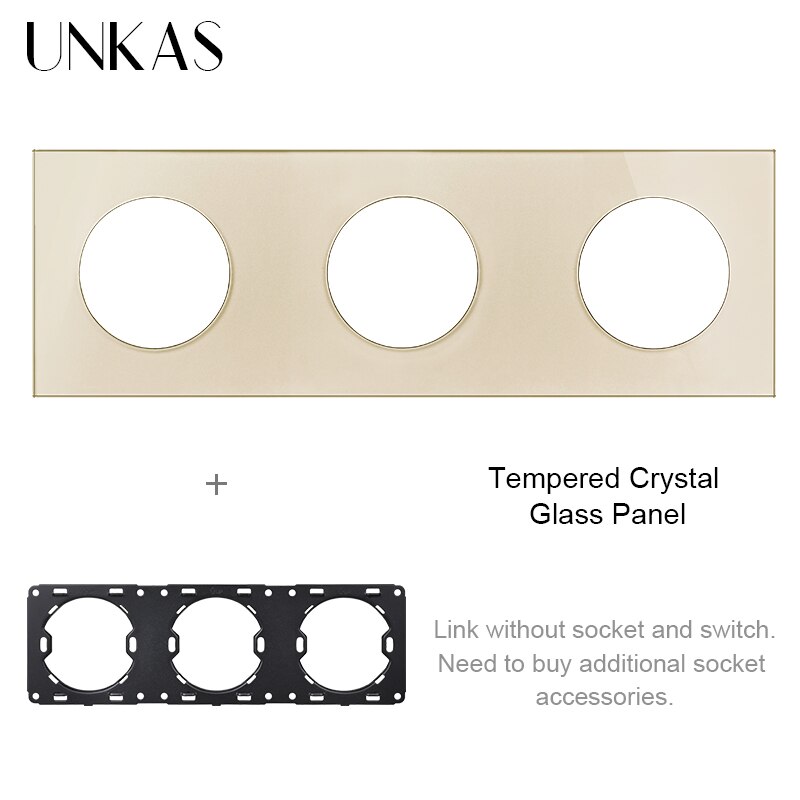 UNKAS Free Combination Single Gray Tempered Crystal Glass Panel Grey Modules DIY Matching For Wall Socket Switch: Gold 258 Panel