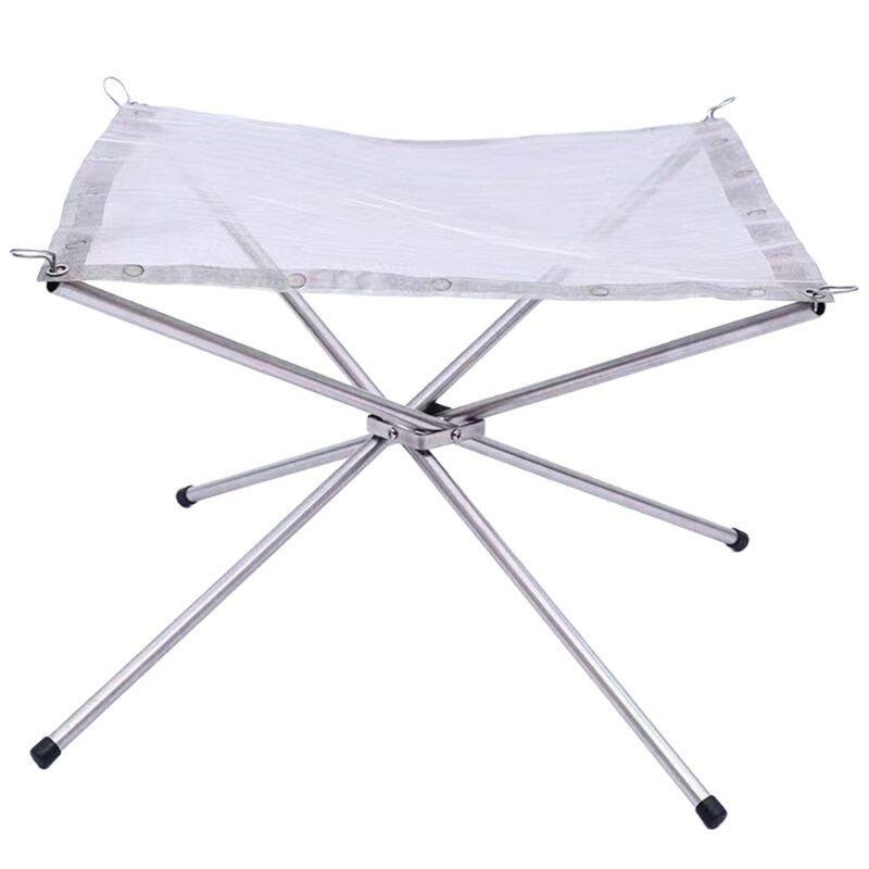 066E Fire Pit Outdoor Fireplace Stainless Steel Folding Charcoal Mesh Bonfire Firepit