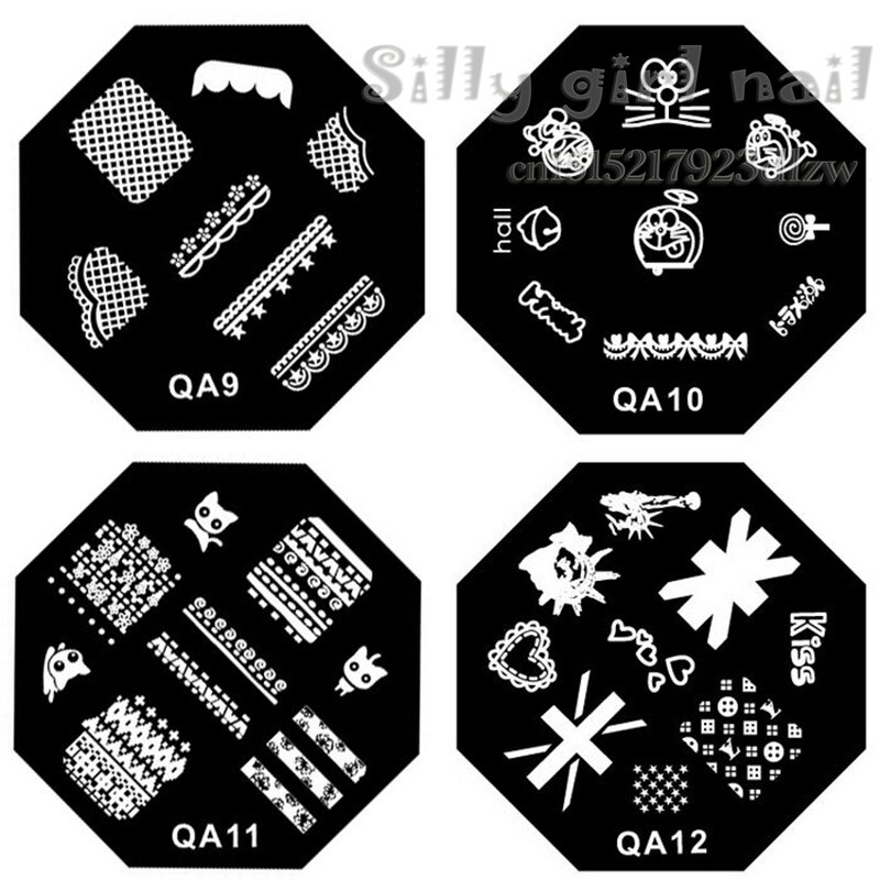 Qa Serie Stencil Stempelen Template Print Imaging Platen Diy Nail Gereedschap Gollum Hoofd Qa 04