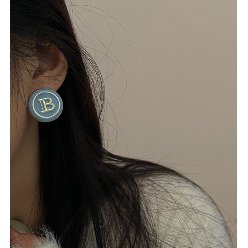 HANGZHI Neue Runde Geometrische knapp B Bunte Tropfen Öl Emaille Metall Kupfer Zucht Ohrringe Frauen INES retro Süße Ohrringe Schmuck