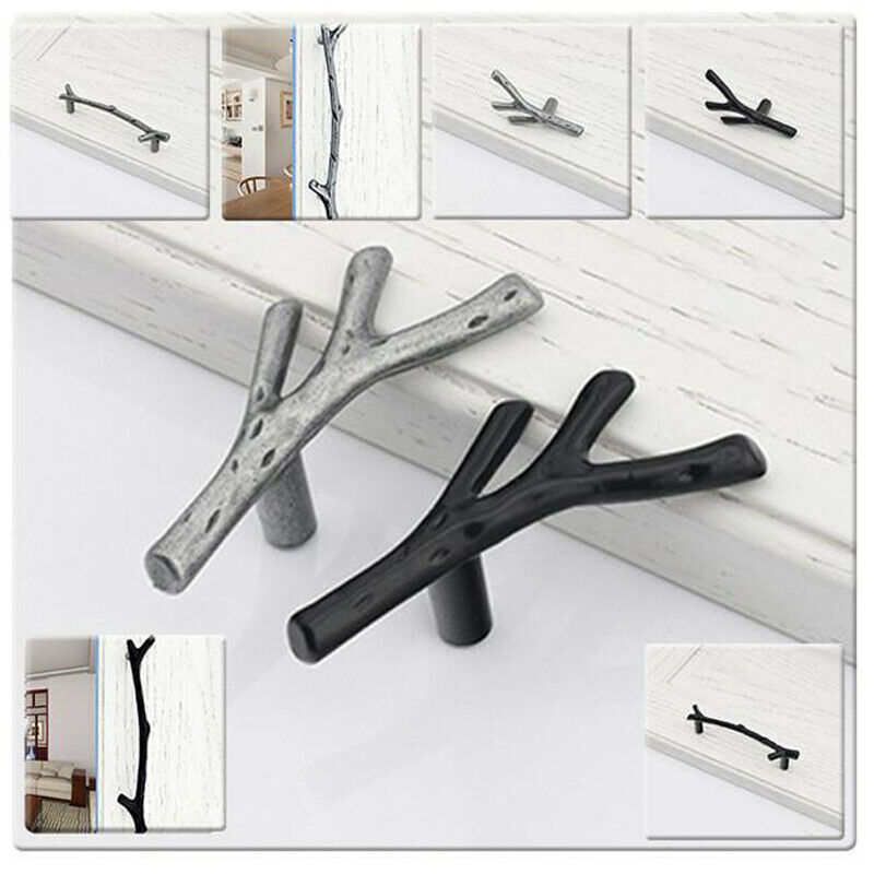 Manija de muebles de rama de árbol de 96mm 128mm negro plata bronce gabinete de cocina manijas tiradores cajón tirador de puerta herrajes
