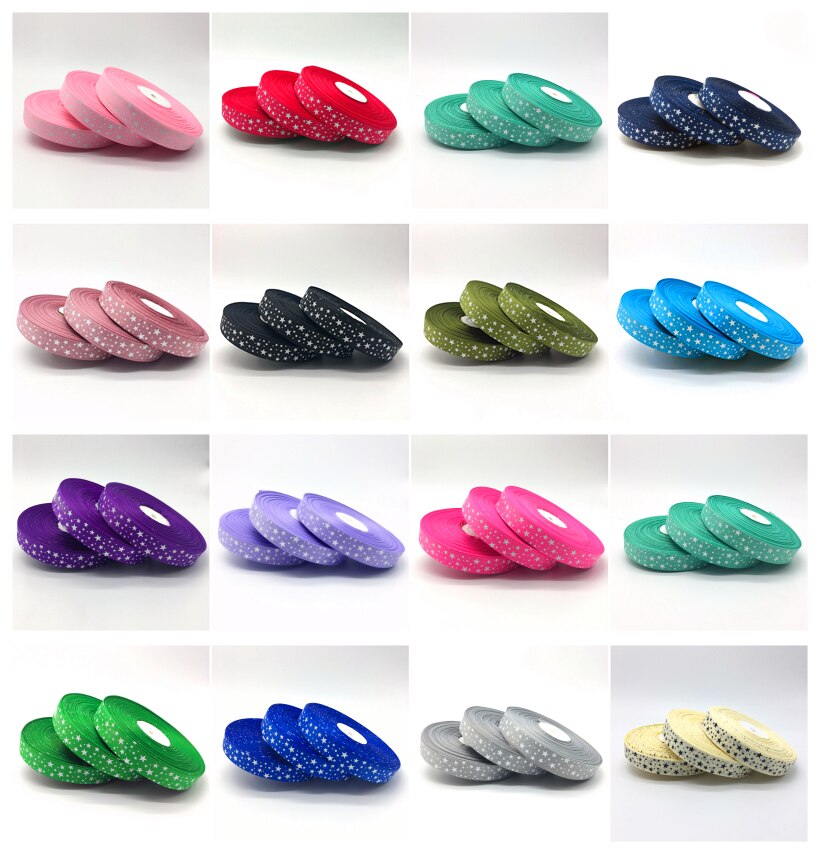 5 Yards/lot 1 Inch (25mm) brede Rose Printing Sterren Grosgrain Lint Haar Boog/Kerst/bruiloft DIY Naaien Ambacht