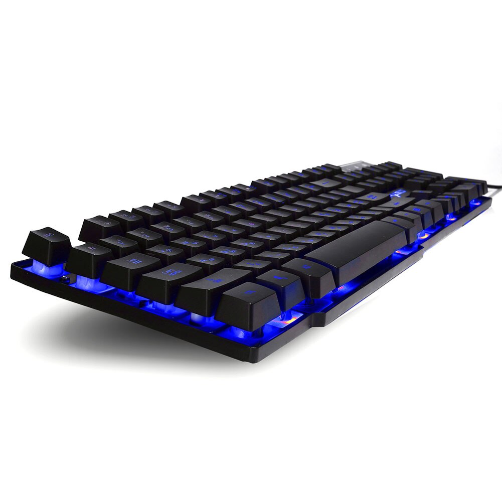 Waterproof Home Gaming Keyboard With Backlit Mechanical Feeling Cool ABS Non Slip USB Port Ergonomic 104 Keys English Russian