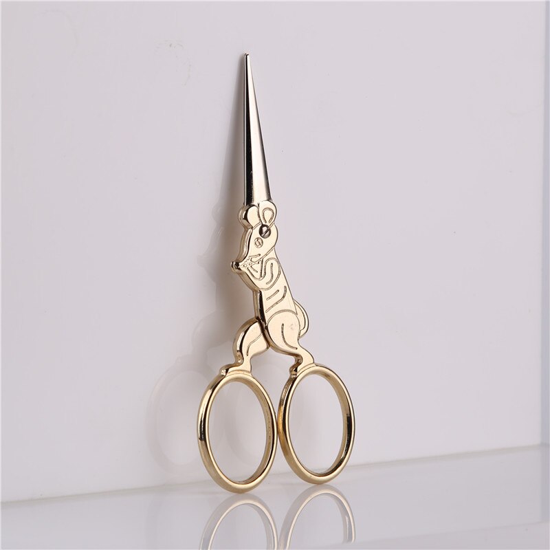 Forbici da cucito per modellismo zodiacale cinese forbici da ricamo Vintage ▾ strumenti per cucire forbici decorativo dorate in acciaio inossidabile: topo