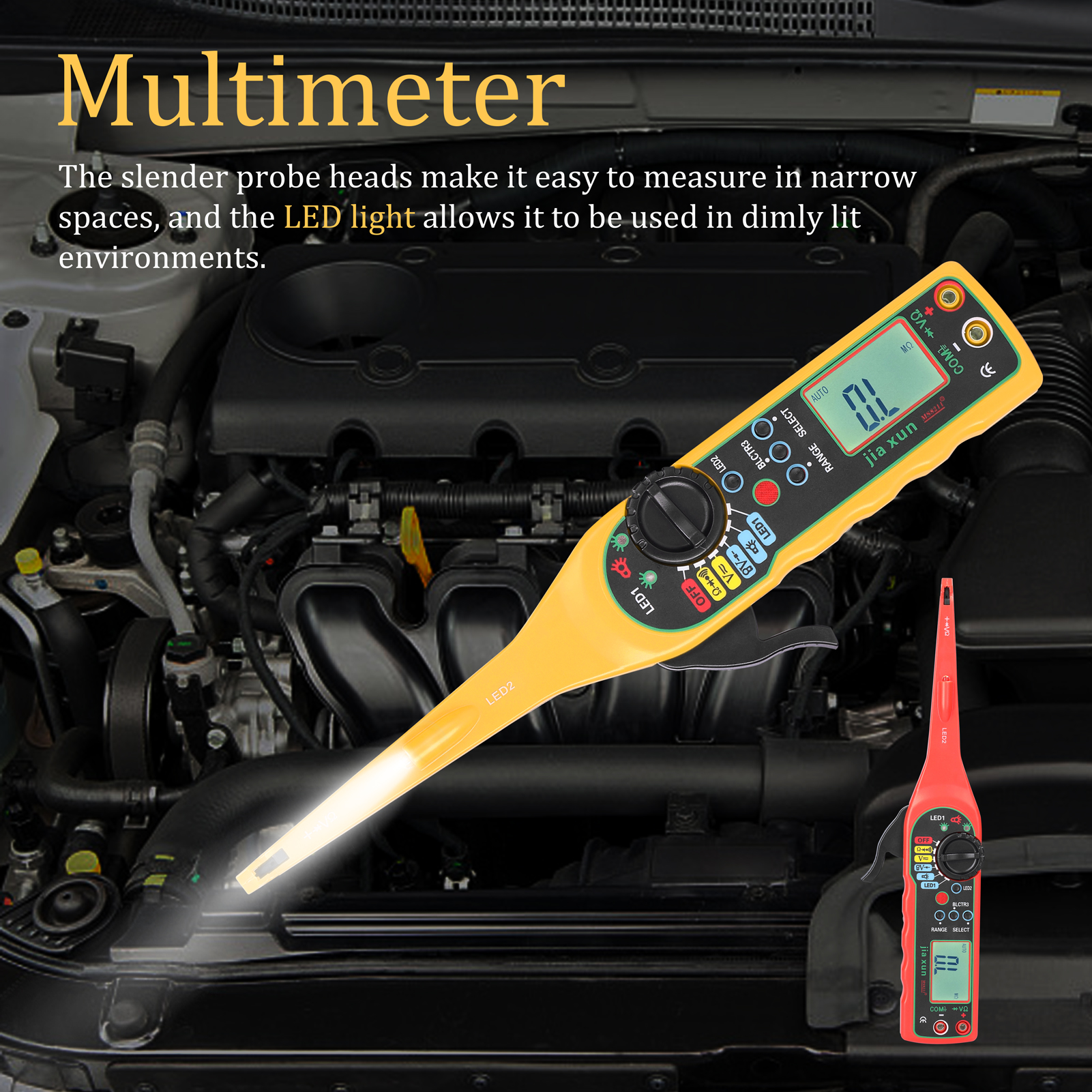 Handheld Intelligent Multimeter Digital Car Auto Circuit Tester Auto Repairs Multimeter Automatic Ranges 24V LED Dual Test