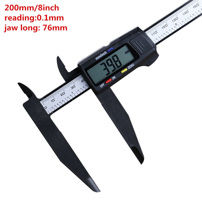 300mm 200 Electronic Digital Caliper LCD Plastic Vernier Caliper Long Jaw Micrometer Inner Outer Diameter Gauge Measuring Tools: 200mm long jaw