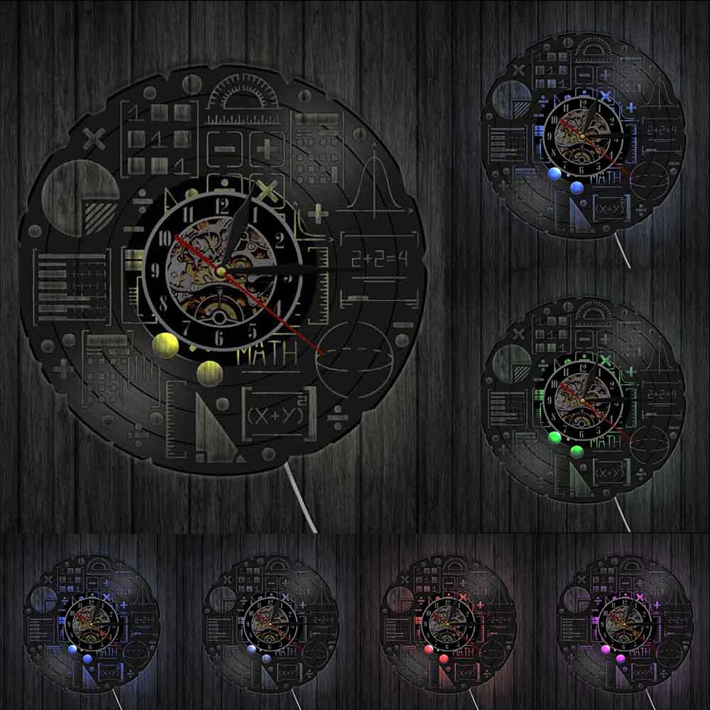 Math Formulas Wall Clock Math Equation Educational With LED Backlight Teachers School Classroom Decor Mute Silent Watch: With Led