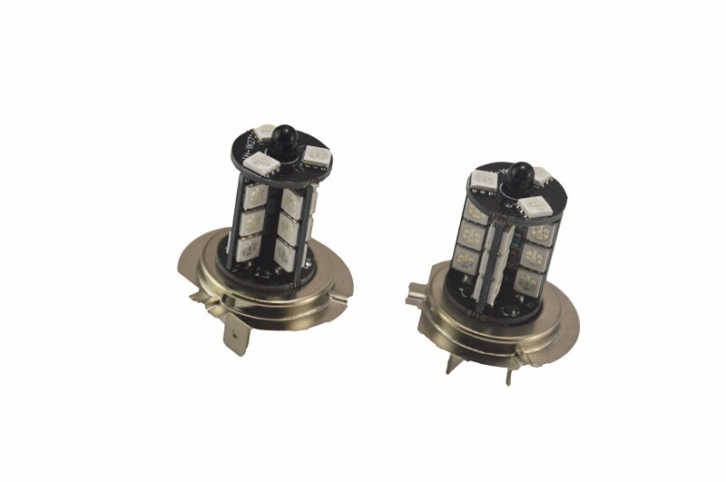 2x Auto Styling Rgb Led Auto Koplamp 5050 Led 27 Smd Mistlamp Head Lamp Met Afstandsbediening 9005 9006 H11 H7 1156