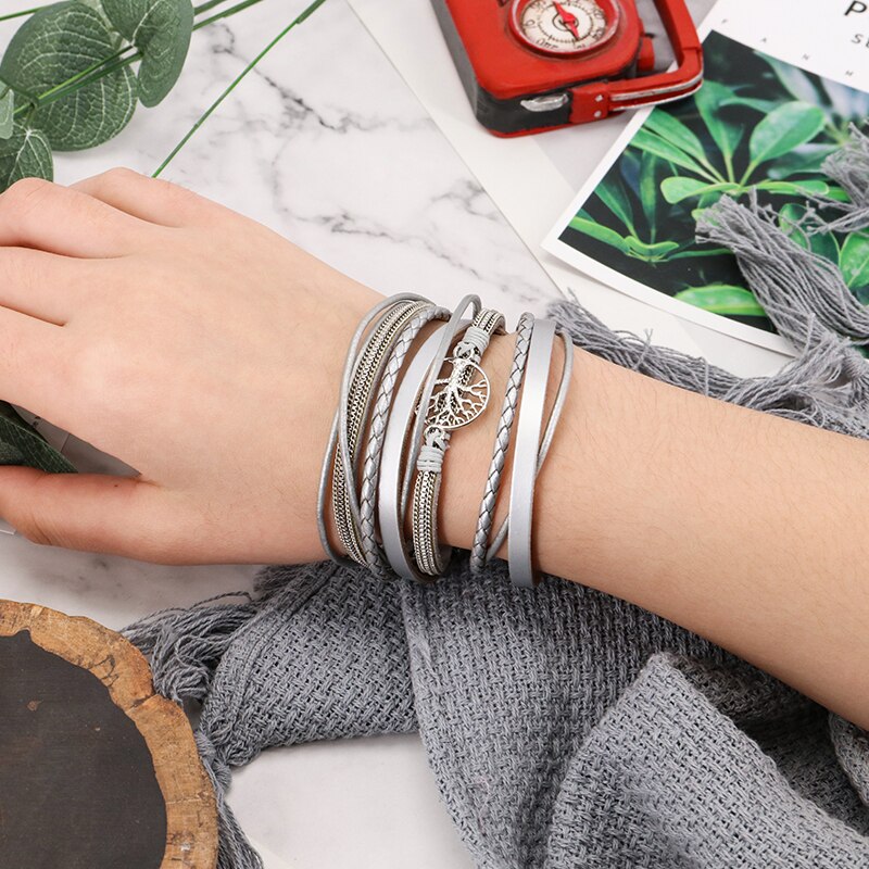 ZG frauen Armbinde Leder Charme Böhmischen Stil Leder Armbinde Leben Baum Perle Armbinde Femme Schmuck