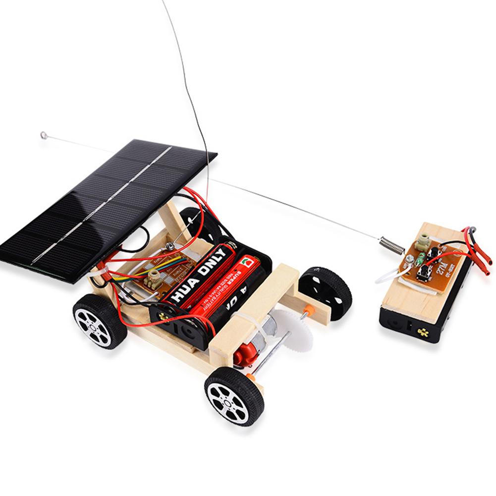 RCtown Wooden DIY Solar Powered RC Car Puzzle Assembly Science Vehicle Toys Set for Children