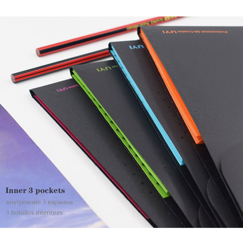 Fashionable Office File folder A4 office organizers Expanding Wallet 3 pockets Black-Series Document organizer PP material