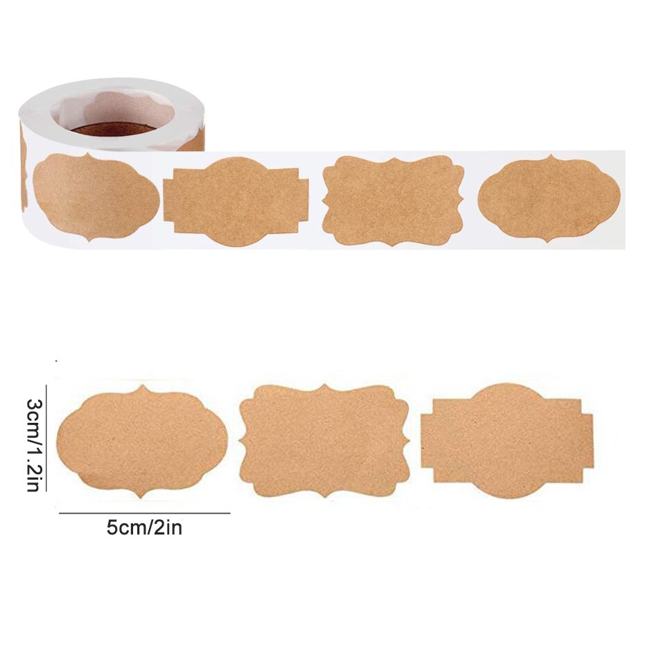 Etiquetas de de papel Kraft, etiqueta autoadhesiva para botellas, pegatinas artesanales marrones, producto: pegatinas artesanales marrones, 300 Uds.