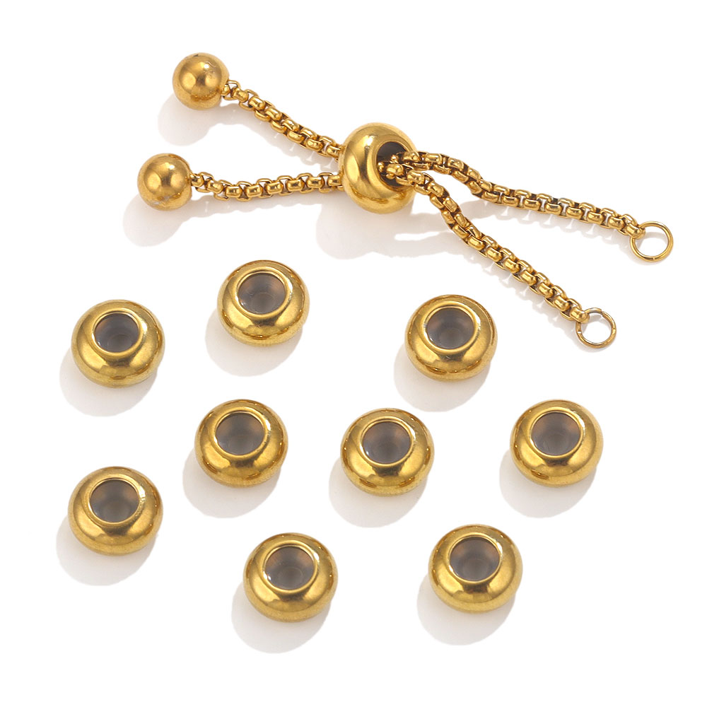 10 Stuks Roestvrij Staal Siliconen Stop Kralen Voor Sieraden Maken Paracord Taille Kraal Siliconen Rubber Aanpassing Kralen Diy Sieraden