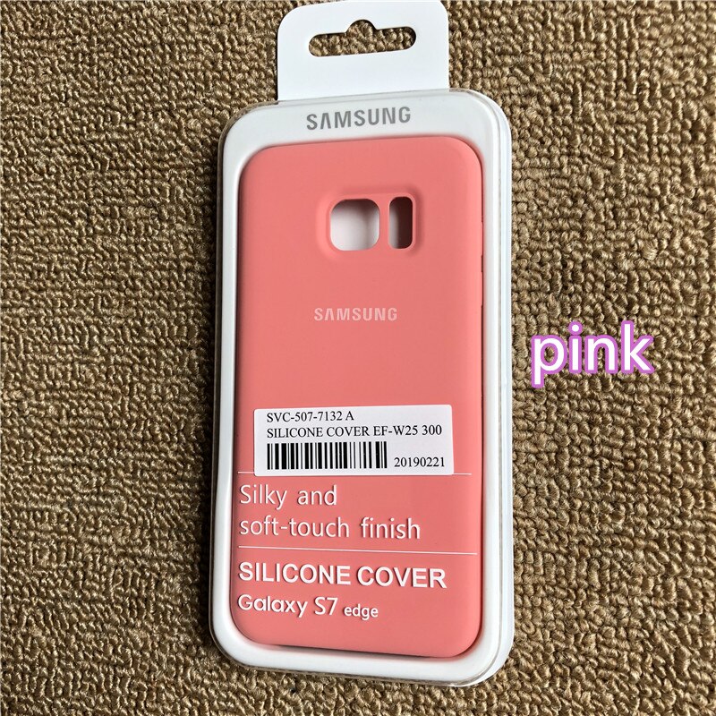 Original Samsung Galaxy S7edge Liquid Silicone Case Silky Soft-Touch Finish Back Protective Cover For Samsung s7edge packing: s7edge no packing / pink