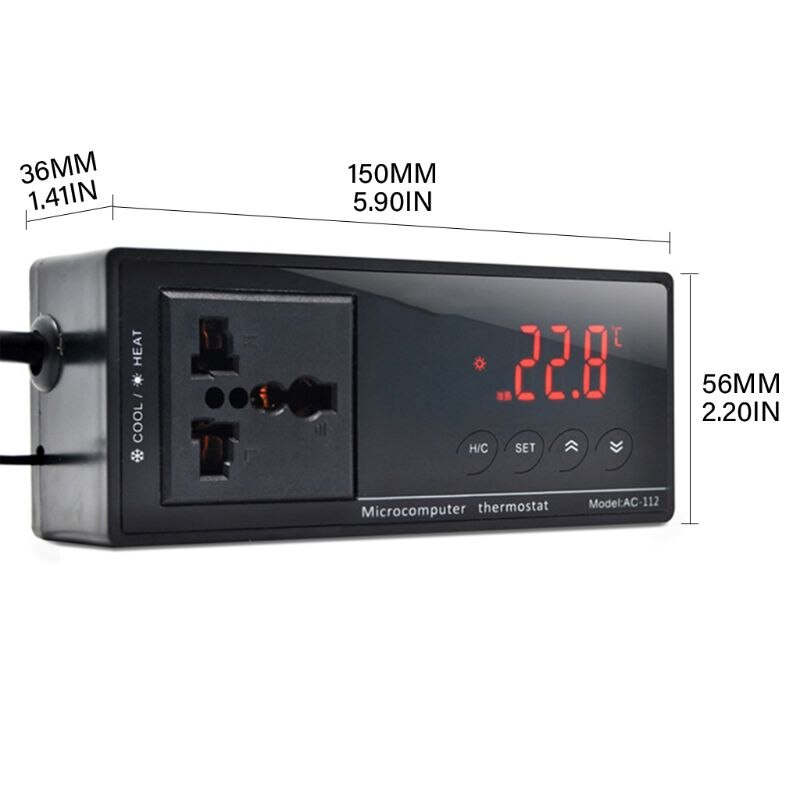 16a ac -112 uitlaat thermostaat digitale temperatuurregelaar aquariumverwarming accessoires met waterdichte sensor