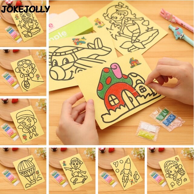 3 unids/lote de juguetes de dibujo para niños, cuadros de pintura con arena, manualidades DIY para niños, juguete educativo para niños y niñas GYH