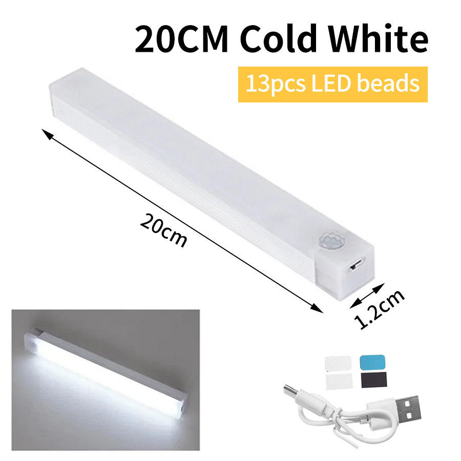 Usb Oplaadbare Led Nachtlampje Bewegingssensor Bar Verlichting Menselijk Infared Inductiekast Lamp Keuken Garderobe Trap Licht: Licht Geel