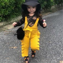 2019 Bambini Del Bambino Vestiti Delle Ragazze del Cotone di Estate Tute e Salopette Della Cinghia di Modo Ruffle Pagliaccetto Tuta Con Coulisse Bib Pants Outfit Vestiti