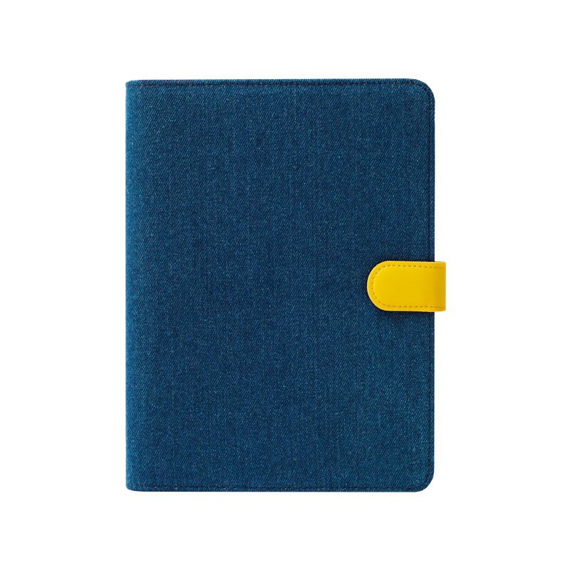 A5 A6 Kawaii mignon tissu cahier école bureau papeterie ligne vierge grille points planificateur bloc-notes 6 trous spirale anneau reliure: Navy blue Yellow / A6