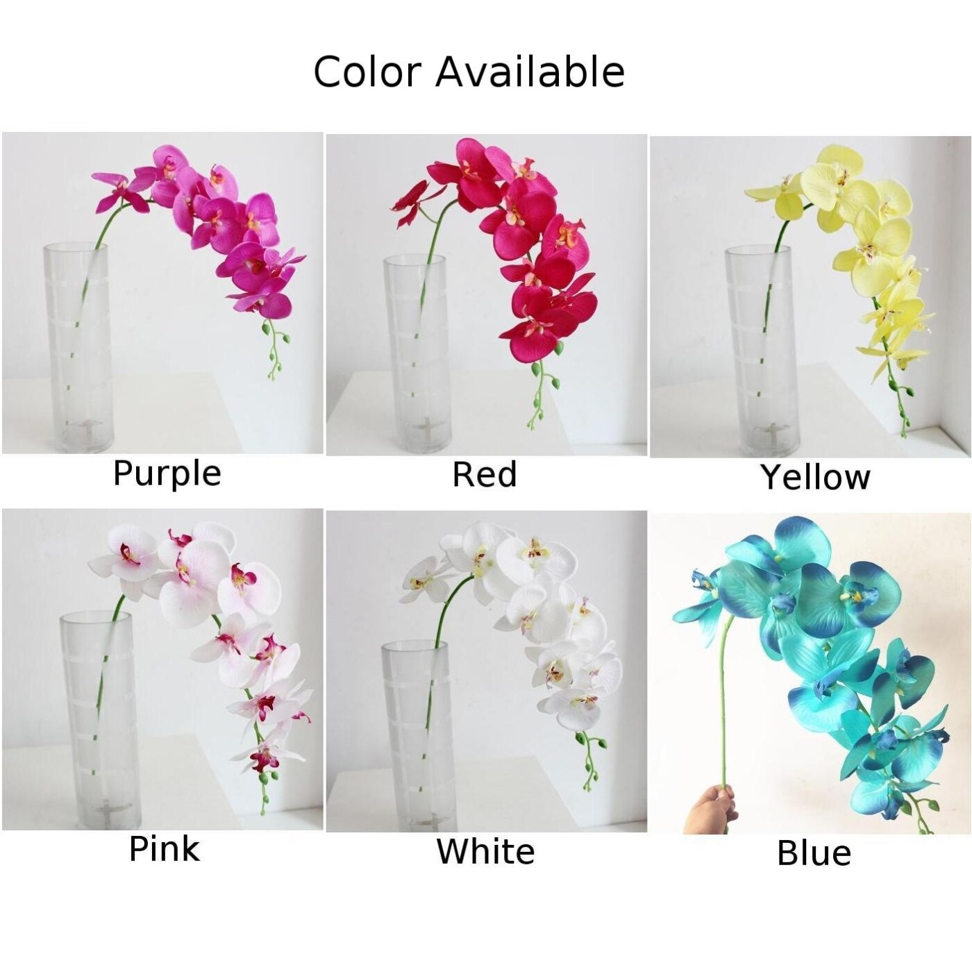 Konstgjord plast fjäril orkidé siden blomma hem bröllop dekoration prydnad enda 9- blomma phalaenopsis konstgjord blomma