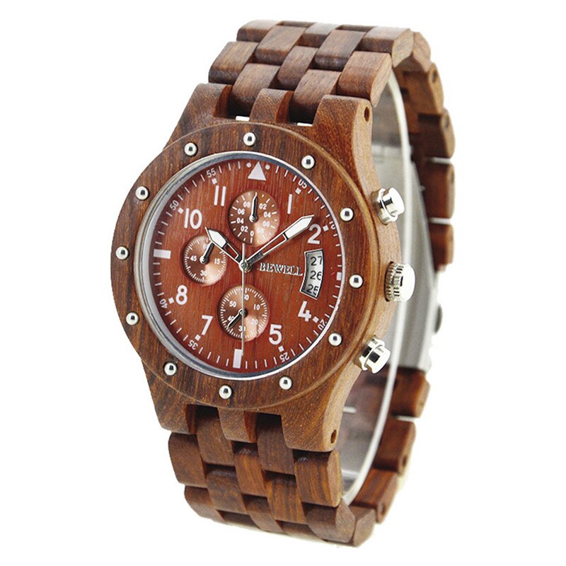 BEWELL Holz herren Uhr Luxus Quarz Handgelenk Moment Uhren Mit Komplette Kalender Zeit lieferant 109D: rot