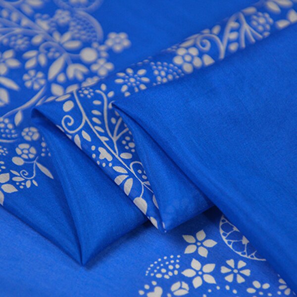 White floral blue silk cotton fabric paisley natural silk blended fabric,SCT666