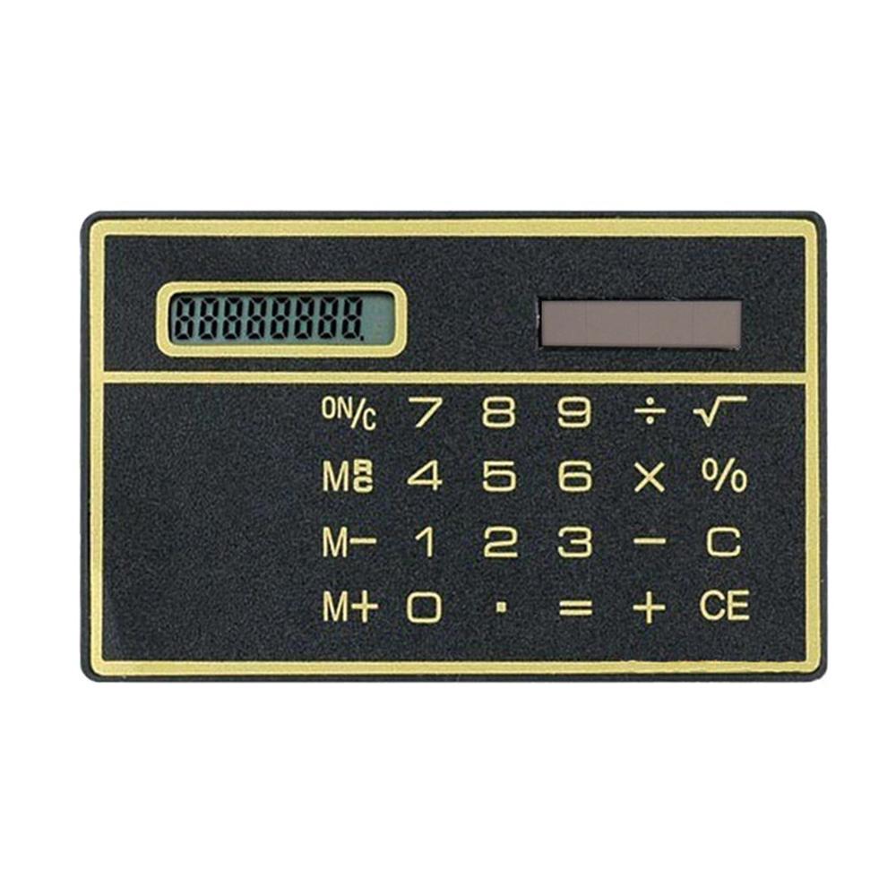 Calculadora de energia solar ultra fina de 8 dígitos com tela sensível ao toque design de cartão de crédito portátil mini calculadora para a escola de negócios: Black