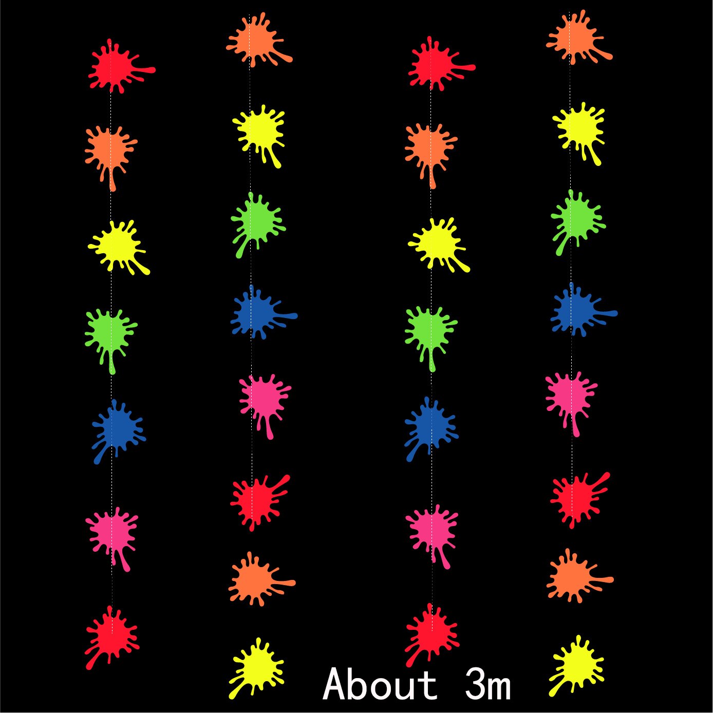 1Set Neon Happy Birthday Banner Stars Fluorescent Banners Party Backdrop Curtain DIY Balloon Arch Neon Glow Birthday Party Decor: 7.